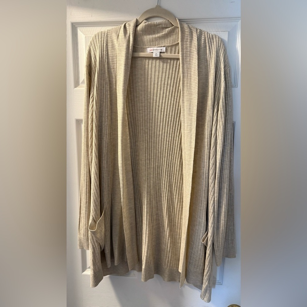 Liz Claiborne Beige Knit Cardigan NWT 2X